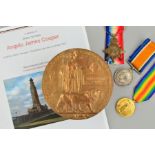 A WWI 1914-15 STAR TRIO OF MEDALS, together with Memorial Death plaque to a Royal Navy Sailor KIA