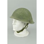 A BRITISH ARMY ISSUE MKIV CIRCA 1950-60 HELMET, with liner, strap etc