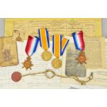 TWO PAIRS OF MEDALS TO TWO BROTHERS WHO WERE BOTH CASUALTIES IN WWI, 1914-15 Star and Victory