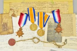TWO PAIRS OF MEDALS TO TWO BROTHERS WHO WERE BOTH CASUALTIES IN WWI, 1914-15 Star and Victory