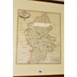 STAFFORDSHIRE, MORDEN (ROBERT), an 18th Century hand coloured engraved map of the county, framed and