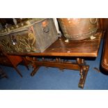 AN OAK REFECTORY TABLE, width 183cm x depth 75cm x height 76cm