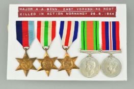 A WWII GROUP OF MEDALS, (all un-named), attributed to Major Anthony Alistair BENN, 44813 East