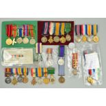 A COLLECTION OF MINIATURE MEDAL GROUPS, to include WWI Military medal 1914-15 Star trio and