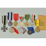 A NUMBER OF GERMAN/ITALIAN MEDALS, as follows, a WWI German Iron Cross, a Pre WWII Italian medal for