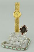 A MISCELLANEOUS JEWELLERY COLLECTION to include a gold plated Longines lady's wrist watch, a