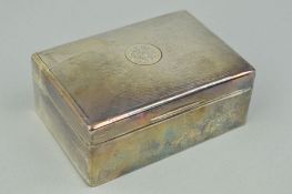 A GEORGE V SILVER CIGARETTE CASE OF RECTANGULAR FORM, engine turned cover with monogram to centre,