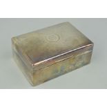 A GEORGE V SILVER CIGARETTE CASE OF RECTANGULAR FORM, engine turned cover with monogram to centre,