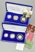 A SILVER PIEDFORT PROOF THREE COIN SET ROYAL MINT 2004, together with a 2003 silver Piedfort set,