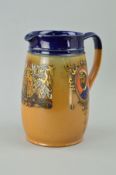 A ROYAL DOULTON STONEWARE ROYAL COMMEMORATIVE JUG, 'H.M.Queen Mary and King George V', impressed
