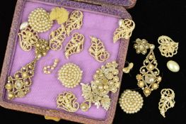 A VICTORIAN COLLECTION OF VARIOUS ASSORTED SEED PEARL AND MOTHER OF PEARL PANELS a/f mostly