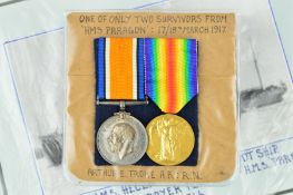 A WWI PAIR OF BRITISH WAR AND VICTORY MEDALS, named to 208945 Arthur E Troke, Able Seaman Royal