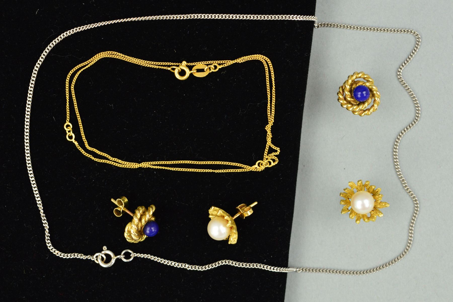 A MISCELLANEOUS JEWELLERY COLLECTION to include an 18ct gold cultured pearl floral ear studs, post - Image 2 of 2