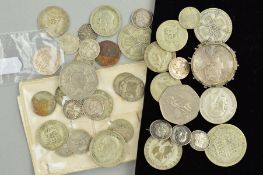 A QUANTITY OF MAINLY SILVER COINAGE, together with a brilliant uncirculated undated twenty pence
