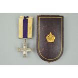 A WWI ERA GEORGE V MILITARY CROSS, (un-named) in correct box of issue, complete with original