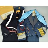 A POST WWII PERIOD RAF OFFICERS FULL MESS DRESS UNIFORM, to include tailed jacket, waistcoat,