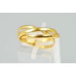 A 22CT PLAIN GOLD RUSSIAN WEDDING RING, plain polished, each band measuring approximately 2.04mm