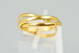 A 22CT PLAIN GOLD RUSSIAN WEDDING RING, plain polished, each band measuring approximately 2.04mm