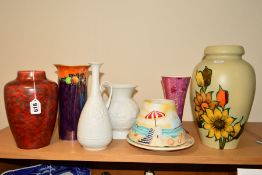 VARIOUS CERAMICS to include a Minton Hollins & Co 'Astra' Ware vase, printed marks, height 21cm, a