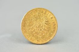 A GOLD TWENTY MARK GERMAN STATES COIN 1888, .900, fine, Friedrich III, approximately 7.9 grams,