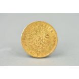 A GOLD TWENTY MARK GERMAN STATES COIN 1888, .900, fine, Friedrich III, approximately 7.9 grams,