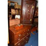 A GEORGIAN MAHOGANY CHEST OF FOUR LONG GRADUATING DRAWERS on bracket feet, approximate width 89cm