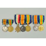 THREE GROUPS OF WWI MEDALS, as follows, 1914-15 Star trio named M2-116661 Pte. C.H. Coton Army