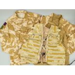 THREE ITEMS OF DESERT DPM UNIFORM, to include combat shirt desert under body armour style size XL,