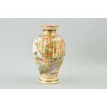 A JAPANESE SATSUMA VASE, with painted figurines and landscape, approximate height 22cm