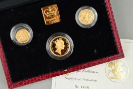A UNITED KINGDOM GOLD PROOF THREE COIN SOVEREIGN SET 1996, Double full and half Sovereigns with