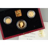 A UNITED KINGDOM GOLD PROOF THREE COIN SOVEREIGN SET 1996, Double full and half Sovereigns with