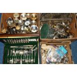 A GEORGE BUTLER EPNS CANTEEN OF CUTLERY, eight place settings, together with three boxes of goblets,