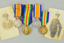 TWO WWI BRITISH WAR AND VICTORY MEDAL, pairs named to S-15888 Pte H. Aldridge, Rifle Brigade, with