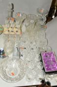 A GROUP OF GLASSWARES, to include Royal Brierley glasses, Isle of Wight glass scent bottle,