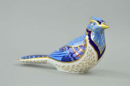 A ROYAL CROWN DERBY PAPERWEIGHT, 'Blue Jay', gold stopper