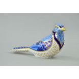 A ROYAL CROWN DERBY PAPERWEIGHT, 'Blue Jay', gold stopper