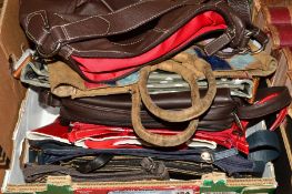 A BOX OF HANDBAGS, to include leather 'Tula', 'Fenn Wright Manson', together with 'Ted Baker', 'John