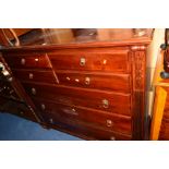 A LARGE REPRODUCTION MAHOGANY CHEST OF SEVEN VARIOUS DRAWERS, Ethan Allen stamped to inner drawer,