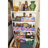TEN BOXES AND LOOSE CERAMICS, GLASS, SUNDRIES, PICTURES ETC
