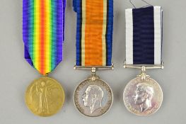 TWO WWI MEDALS, and later WWII Naval Long Service medal as follows, British War medal named Major