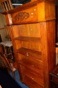 A REPRODUCTION CHERRYWOOD OPEN BOOKCASE, approximate height 200cm