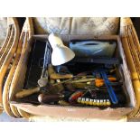 A BOX CONTAINING VARIOUS MISCELLANEOUS, to include hand tools, electric sander, etc