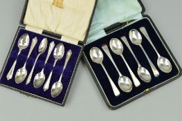 A CASED SET OF SIX GEORGE V SILVER OLD ENGLISH PATTERN TEASPOONS, s.d, London 1917, 1.7ozt, 54 grams