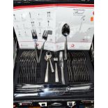 A CASED SWISS JURA STAINLESS STEEL CANTEEN OF CUTLERY for twelve place settings