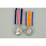 A WWI GEO V MILITARY MEDAL, British War medal named to 166005 Spr P.W. Bone, 63/D.S. Coy.R.E., War