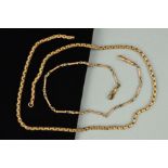TWO VINTAGE GOLD CHAINS to include an oval belcher chain, measuring approximately 500mm in length (