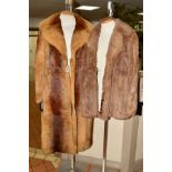 A CONEY FUR LONG COAT, and a brown Rabbit fur short jacket (2)