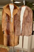 A CONEY FUR LONG COAT, and a brown Rabbit fur short jacket (2)