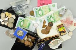 A SHOE BOX OF WORLD COINS AND COMMEMORATIVES, to include a Victoria Gothic Florin 1856 in F/VF