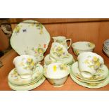 ROYAL DOULTON 'APRIL' TEASET, V2000, comprising cake plate, milk jug, sugar bowl, five cups, six